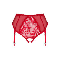 Dagmarie – Roter Spitzen-Strapspanty mit offenem Schritt