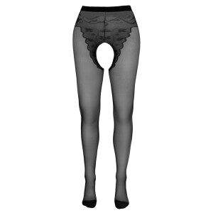 Strumpfhose mit Hochferse und Naht hinten - Ouvert - Schwarz