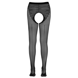 Strumpfhose mit Hochferse und Naht hinten - Ouvert - Schwarz