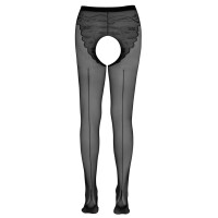 Strumpfhose mit Hochferse und Naht hinten - Ouvert - Schwarz