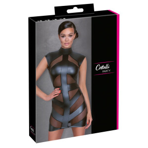 Minikleid im Mattlook mit Powernet - Schwarz