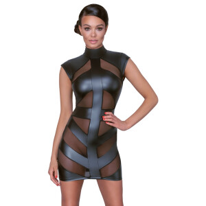 Minikleid im Mattlook mit Powernet - Schwarz