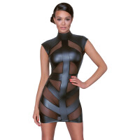 Minikleid im Mattlook mit Powernet - Schwarz