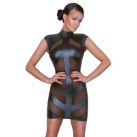 Minikleid im Mattlook mit Powernet - Schwarz