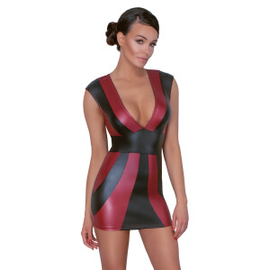 Minikleid im Mattlook mit Clipverschluss - Rot/ Schwarz