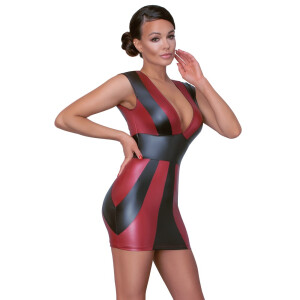 Minikleid im Mattlook mit Clipverschluss - Rot/ Schwarz