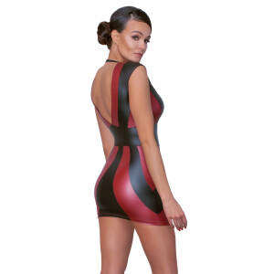 Minikleid im Mattlook mit Clipverschluss - Rot/ Schwarz