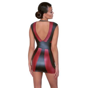 Minikleid im Mattlook mit Clipverschluss - Rot/ Schwarz