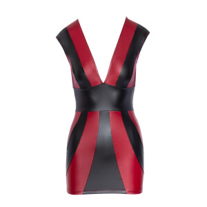 Minikleid im Mattlook mit Clipverschluss - Rot/ Schwarz