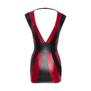 Minikleid im Mattlook mit Clipverschluss - Rot/ Schwarz