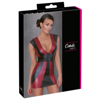Minikleid im Mattlook mit Clipverschluss - Rot/ Schwarz