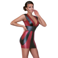 Minikleid im Mattlook mit Clipverschluss - Rot/ Schwarz