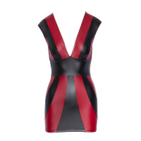 Minikleid im Mattlook mit Clipverschluss - Rot/ Schwarz