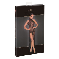 Noir Kleid Fucking Fabulous - Langes Powernet-Kleid - Samtflockprint - Schwarz