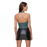 Eng geschnittenes kurzes Kleid mit Spitze und Mattlook