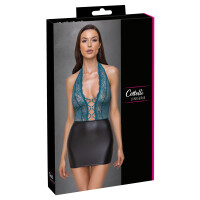 Eng geschnittenes kurzes Kleid mit Spitze und Mattlook