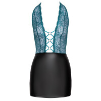 Eng geschnittenes kurzes Kleid mit Spitze und Mattlook