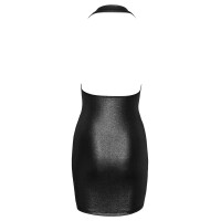 Kurzes Silberglanz-Kleid mit Neckholder – Rückenfrei & Strassspange