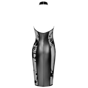 Noir Kleid Libido Exclusive - Matt-Wetlook & Samt-Powernet - Neckholder