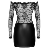 Exklusives Langarm-Minikleid aus Spitze und Powerwetlook