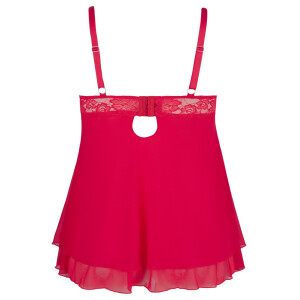 Babydoll mit geschlitzten Spitzen-Cups - Rot - Bis Größe 4XL