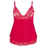 Babydoll mit geschlitzten Spitzen-Cups - Rot - Bis Größe 4XL