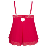 Babydoll mit geschlitzten Spitzen-Cups - Rot - Bis Größe 4XL