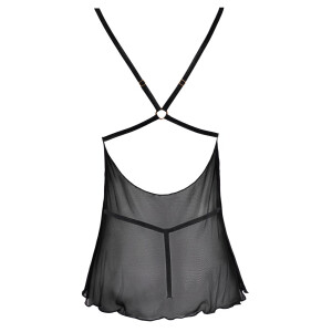 Babydoll + String aus Powernet & Spitze - Schwarz