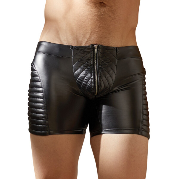 Herren-Pants im Biker-Style mit Reißverschluss - Matt-Look - Schwarz