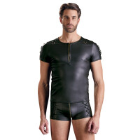 Herren Pants im Mattlook mit Schnürungen - Schwarz