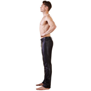 Herren Hose im Matt-Look mit Taschen und Gürtelschlaufen - Schwarz