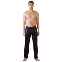 Herren Hose im Matt-Look mit Taschen und Gürtelschlaufen - Schwarz
