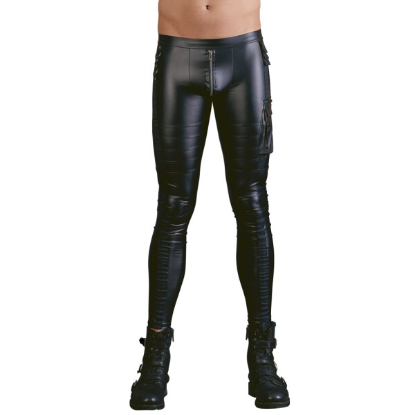 Herren Hose im Biker-Style aus Mattlook - Schwarz