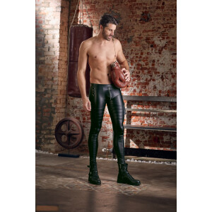 Herren Hose im Biker-Style aus Mattlook - Schwarz