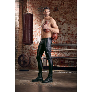 Herren Hose im Biker-Style aus Mattlook - Schwarz