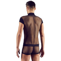 Herren Kurzoverall »Freestyle« in Streifenoptik - Schwarz