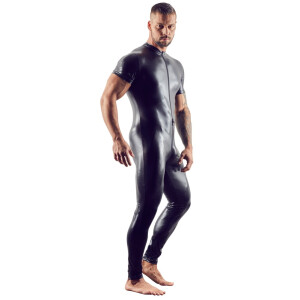 Wetlook-Overall mit langem Bein & kurzem Arm – Reißverschluss bis über den Po