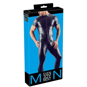 Wetlook-Overall mit langem Bein & kurzem Arm – Reißverschluss bis über den Po