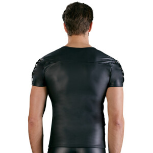 Herren Shirt im Mattlook mit Schnürungen - Schwarz