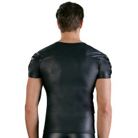 Herren Shirt im Mattlook mit Schnürungen - Schwarz
