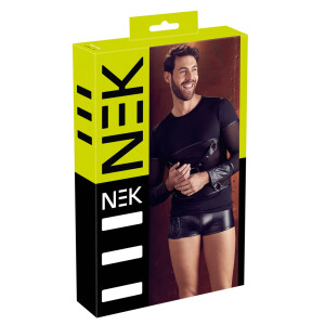 Herren Langarm-Shirt mit Brustharness - Schwarz