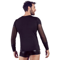 Herren Langarm-Shirt mit Brustharness - Schwarz
