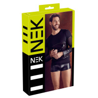 Herren Langarm-Shirt mit Brustharness - Schwarz