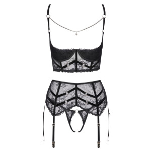 Hebe BH-Set mit Kette - Schwarz