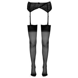 Klassische Straps-Strümpfe mit Hochferse und Naht - Schwarz - Bis Größe 4XL