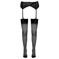 Klassische Straps-Strümpfe mit Hochferse und Naht - Schwarz - Bis Größe 4XL