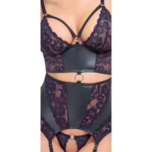 Strapshemd & String ouvert im Set mit LILA Spitzen