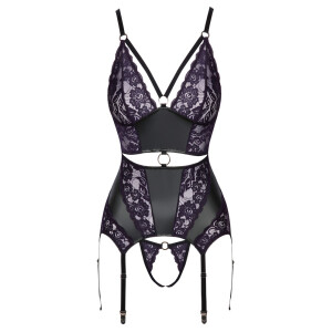 Strapshemd & String ouvert im Set mit LILA Spitzen
