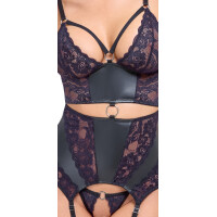 Strapshemd & String ouvert im Set mit LILA Spitzen
