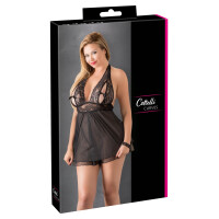 Babydoll mit Spitze und Neckholder - Schwarz - Ab Größe XL
